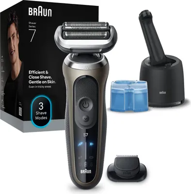 Produktbild von Braun Series 7 72-C7200СС, Folienschaber, Schwarz, Edelstahl, Tasten, Intensiv, Normal, LED