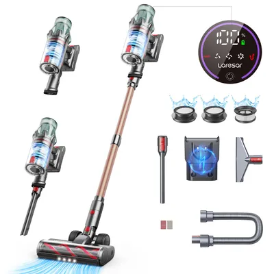 Produktbild von Laresar V7PRO Akku Staubsauger, 600W/65.000pa Staubsauger Kabellos mit Touchscreen, Bis zu 70 Min Laufzeit, Kabelloser Anti-Tangle-Staubsauger