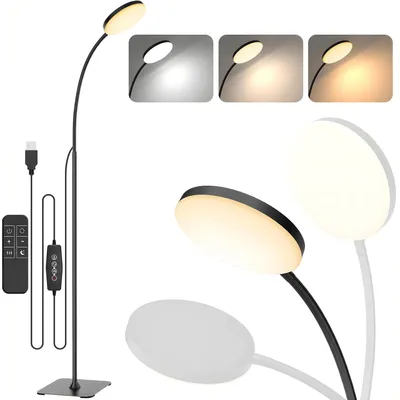 Obrázek produktu pro USB stmívatelná stojací lampa s dálkovým ovládáním LED lampa na čtení Stojící nastavitelná flexibilní stojací lampa Kancelářská rohová noční lampa