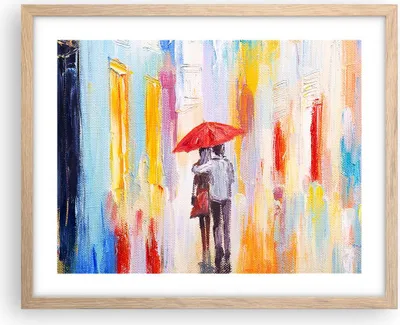 Produktbild von Gerahmtes Poster - Rahmen in heller Eiche - Liebhaber Regenschirm - 50x40 cm - Wand Bild - Wanddeko - Wandbilder - Wandposter - Bilderrahmen - Bilder - Kunstdruck - Wandbild - P2NAA50x40-3692