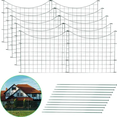 Produktbild von Lospitch Teichzaun Steckzaun Wildzaun Metallzäune Drahtzäune Gartenzaun Tiergehege Zauntor Unterbogen 10x
