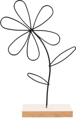 Produktbild von Ibenzoa® Metallblumenkunst auf Holzsockel, 14 x 5 x 24 cm, 6 Blütenblätter – moderne Deko für Wohnzimmer, Schlafzimmer & Geschenkidee