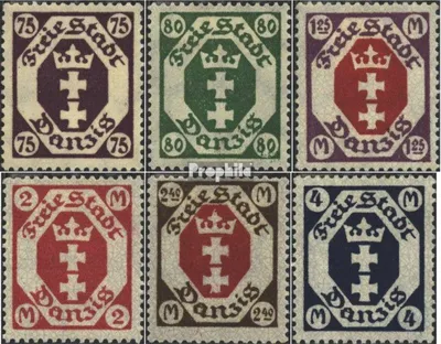 Produktbild von Briefmarken Danzig 1922 Mi 93-98 (kompl.Ausg.) postfrisch Wappen