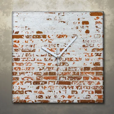Produktbild von Wohnzimmer Leinwand Uhr Geräuschlos Küche 30x30 Ziegel, Motive, Wand, Textur, weiße Zeiger