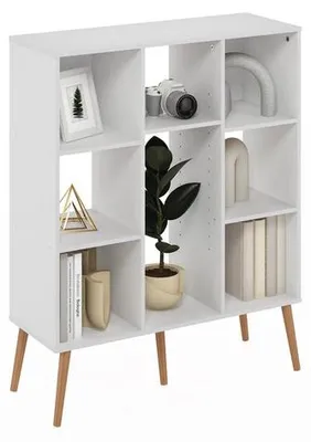 Produktbild von Azomor® Stilvolle 8-fächige Bücherregal mit Holzbeinen für moderne Einrichtung