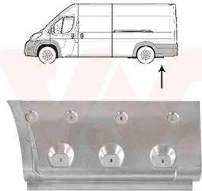 Produktbild von VAN WEZEL Seitenwand Reparaturblech für FIAT Ducato Kastenwagen (250, 290) Ducato Bus (250, 290) für CITROËN JUMPER Kasten passend für PEUGEOT