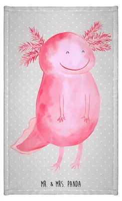 Produktbild von Mr. & Mrs. Panda Handtuch Axolotl Glücklich - Grau Pastell - Geschenk, Lurch, Mini-Handtuch, gäste wc, Gute Laune, Frotteetuch, gut Gelaunt, badezimmer, Kleines