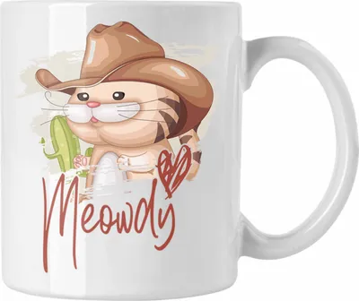 Produktbild von Trendation - Katze Tasse Geschenk Grafik für Katzenliebhaber Katzenmama Papa Meowdy (Weiß)