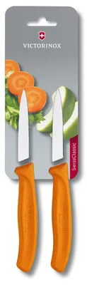 Produktbild von Victorinox Gemüsemesser SwissClassic, orange, 2 Stück auf Blister