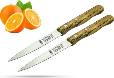 Produktbild von SMI 2 Stück Gemüsemesser 20,3 cm - Spickmesser, Solingen Obstmesser, Profi Schälmesser aus Edelstahl mit scharfer gerader Klinge, Olivenholzgriff