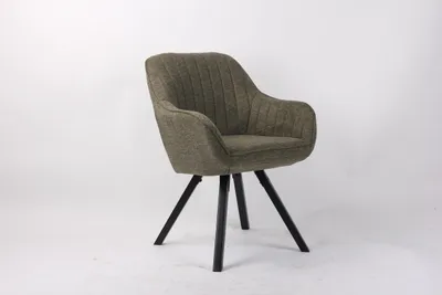 Produktbild von Esszimmerstuhl BAGO mit 360°-Drehfunktion, Stoff olive, Gummibaumholz schwarz