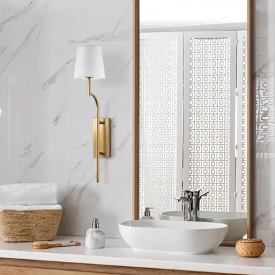 Produktbild von Opviq, Hochwertige Wandleuchte, Metallkörper, Gold und Weiß, 16 x 22 x 72 cm | Fassung E27, max. 40 W, IP20 | Elegantes Hotel-Design für stilvolle Wohnräume, ohne Glühbirne.