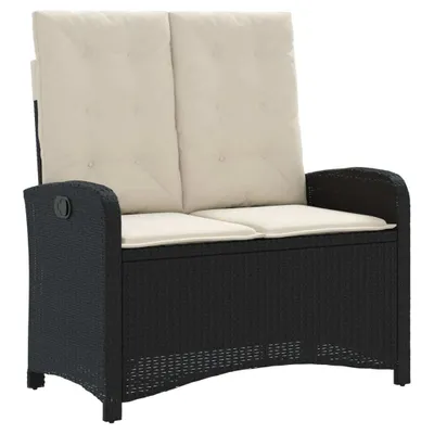 Image de vidaXL Banc de jardin Réglable avec coussins Noir Poly Rattan