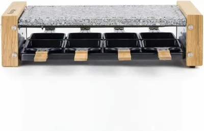 Image de Appareil à raclette HKoeNIG - WOD8 - Jusqu'à 8 personnes - Pierre de cuisson - Design bois - 1200 W