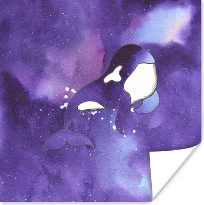 Produktbild von MuchoWow® Poster Orca - Farbe - Meer - Lila 100x100 cm - Babyzimmer
