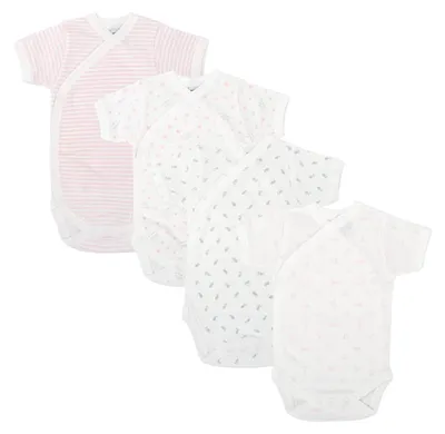 Productafbeelding van BABIDU | 4-delige set babyrompertjes met korte mouwen – 100% katoen, zacht en ademend