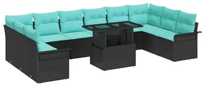 Produktbild von vidaXL Gartensofa-set 11 stk. Schwarz Poly Rattan