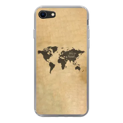 Produktbild von MuchoWow® Handyhülle Schutzhülle Hülle für iPhone SE 2022 Weltkarte - Schwarz - Sprichwörter Silikon Softcase Handy Hülle - Schutzhülle