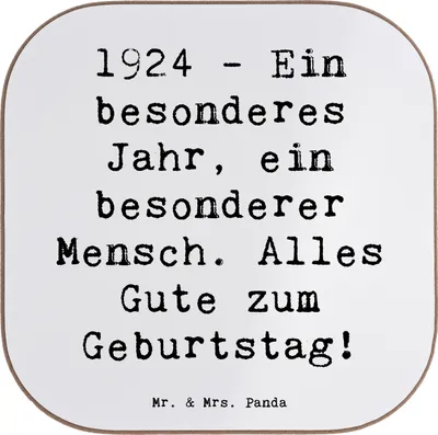 Produktbild von Mr. & Mrs. Panda Untersetzer für Gläser Spruch 1924 Geburtstag - Weiß - Geschenk, Tassenuntersetzer, Alter, besondere Geschenke, Design, Geburtstagsgeschenk, Jahr, Glas