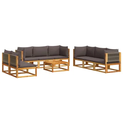 Produktbild von vidaXL 9-tlg. Gartensofa-Set mit Kissen Holz Akazie & Seil