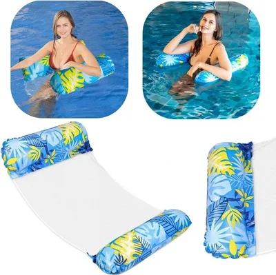 Zdjęcie produktu dla Hamak wodny Materac pływacki Nadmuchiwany basen Leżak z siatką 130x70cm