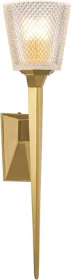 Produktbild von Badlampe Messing Glas G9 IP44 50,6 cm hoch in gebürstet Weiß 3000 K warmweißes Licht 300 lm Jugendstil