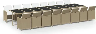 Productafbeelding van vidaXL 17-delige tuinset met kussens, beige, van polyrotan