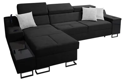 Produktbild von MIRJAN24 Ecksofa Alicante I Maxi, Schlaffunktion und Bettkasten, Lampe mit USB-Anschluss, L-Form Polsterecke (Uttario Velvet 2980 + Uttario Velvet 2973, Seite: Links)