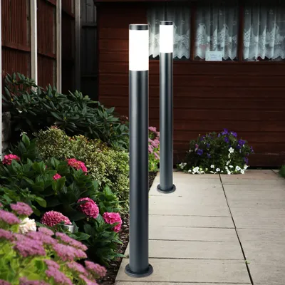 Produktbild von 2er Set Stehleuchte, Edelstahl, anthrazit, H 110 cm