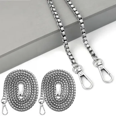 Taschenkette aus Metall, silber, 2 Stück, 1,2 m