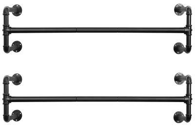 Obrázek produktu pro Nástěnný věšák na oblečení, sada 2 kusů, industriální styl, černá barva, rozměry 110 x 30 x 29,3 cm