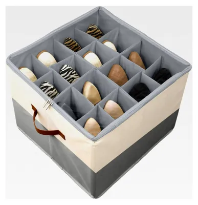 Produktbild von Schuhaufbewahrungsbox, Organizer für 16 Paar Schuhe, stapelbare Schuhboxen, faltbare Aufbewahrung für Schlafzimmer und Kleiderschrank