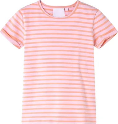 Produktbild von Kinder T-Shirt Rosa Gr. 140 mit Streifen und Rundhalsausschnitt