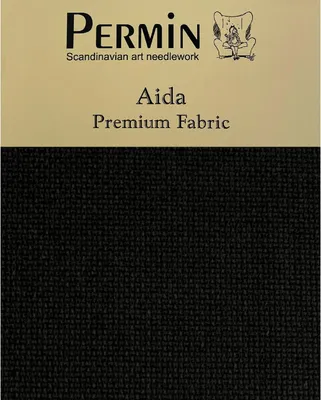 Obrázek produktu pro Permin Precut 18 ct. Aida 359 barva 99 černá, vyšívací látka pro křížkový steh 43x50 cm