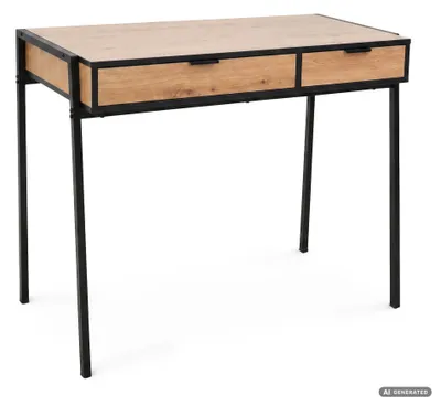 Zdjęcie produktu dla Biurko industrialne komputerowe Dąb Craft ZENTIA 100 cm 2 szuflady Czarne nogi