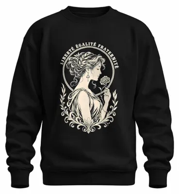 Zdjęcie produktu dla Bluza z nadrukiem "Liberté Égalité Fraternité Marianne", ironia, damska, czarna, rozmiar L