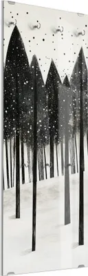Produktbild von DEQORI Kleiderhaken aus Glas 50x125 cm 'Schneegeflüster im Wald' Wand Garderobe Haken
