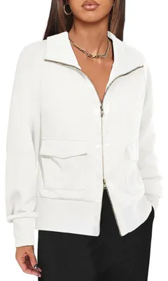 Produktbild von Damen-Sweatshirt mit Reißverschluss,Kragen,langen Ärmeln und Taschen,Größe:M