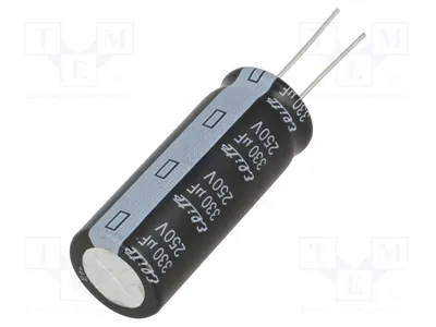 Produktbild von 1x Kondensator: elektrolytisch 330uF Ø18x45mm 250VDC THT 20% PF2E331MNN1845 Elek