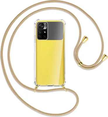 Produktbild von Handykette Backcover-Schutzhülle mit Band (Metall goldfarben) für Xiaomi Redmi Note 11 - caramel