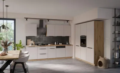 Produktbild von Küche SOLANO 280 + 180 cm Küchenzeile Küchenblock Einbauküche Kaschmir beige matt + Eiche Artisan matt