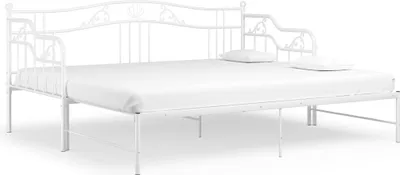 Produktbild von vidaXL Ausziehsofa Bettgestell Weiß Metall 90x200 cm
