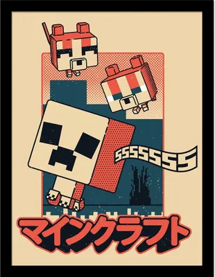 Image de Minecraft - Poster encadré "Chibi Comic" PM11092 (40 cm x 30 cm) (coloré)