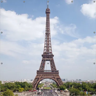 Produktbild von Wallario Outdoor-Poster für Garten oder Balkon, Motiv Eiffelturm in Paris, in ca. 180 x 180 cm