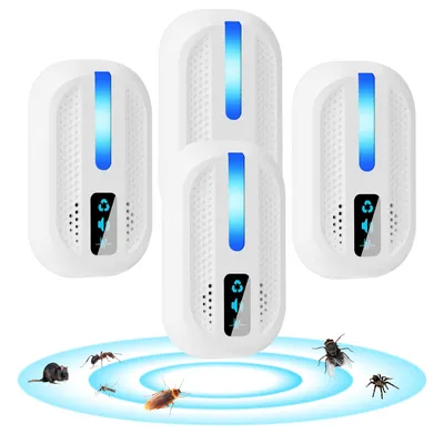 Produktbild von 4 Pack Ultraschall Schädlingsbekämpfer, Mäuseabwehr Mäusevertreiber Ultraschall, Elektronische Insektenschutzmittel Moskitoschutz Innenräumen