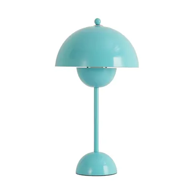 Produktbild von Himmlische türkisblaue Tischleuchte im Pilz-Blumentopf-Design – Metall, 34 cm, E27-Fassung für Schlafzimmer, Wohnzimmer, Kinderzimmer, Arbeitszimmer oder Büro