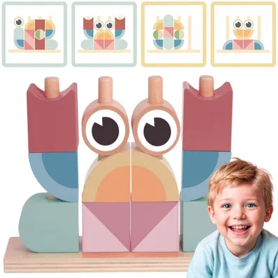 Immagine prodotto di Tooky Toy Granchio Puzzle in legno impila blocchi pastello