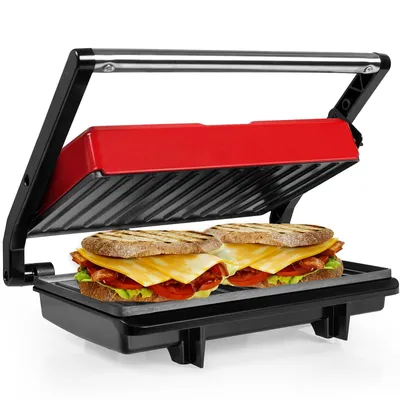 Produktbild von Gotoll Kontaktgrill GL311, 750 W, Sandwichtoaster,Panini Grill, Panini Sandwichmaker, Elektrogrill Multifunktion, kleine Tischgrill