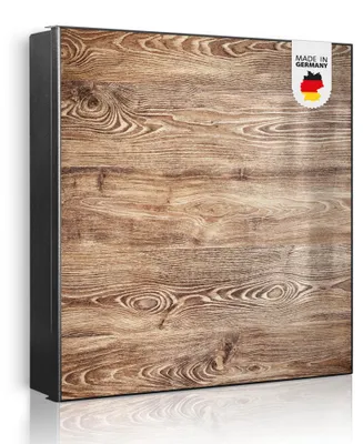 Produktbild von banjado Schlüsselkasten aus Metall, 30x30cm groß mit 32 Haken, als Magnettafel nutzbar, Korpus schwarz, Anschlag links, Maserung [SKG2 12192]
