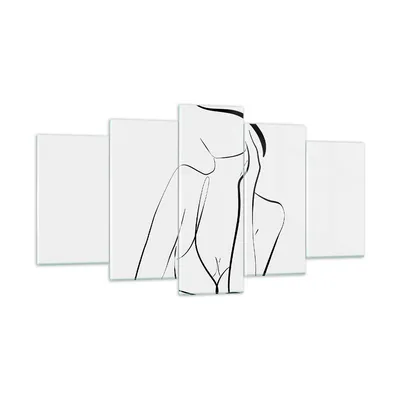 Produktbild von Bilder auf glas - 5 Teile - Frau Linien Minimalismus - 160x85cm - Glasbilder - Wandbilder - Bilder - zum Aufhängen bereit - Wanddekoration aus Glas - Glas Bilder - Wandbild auf Glas - GEA160x85-4488
